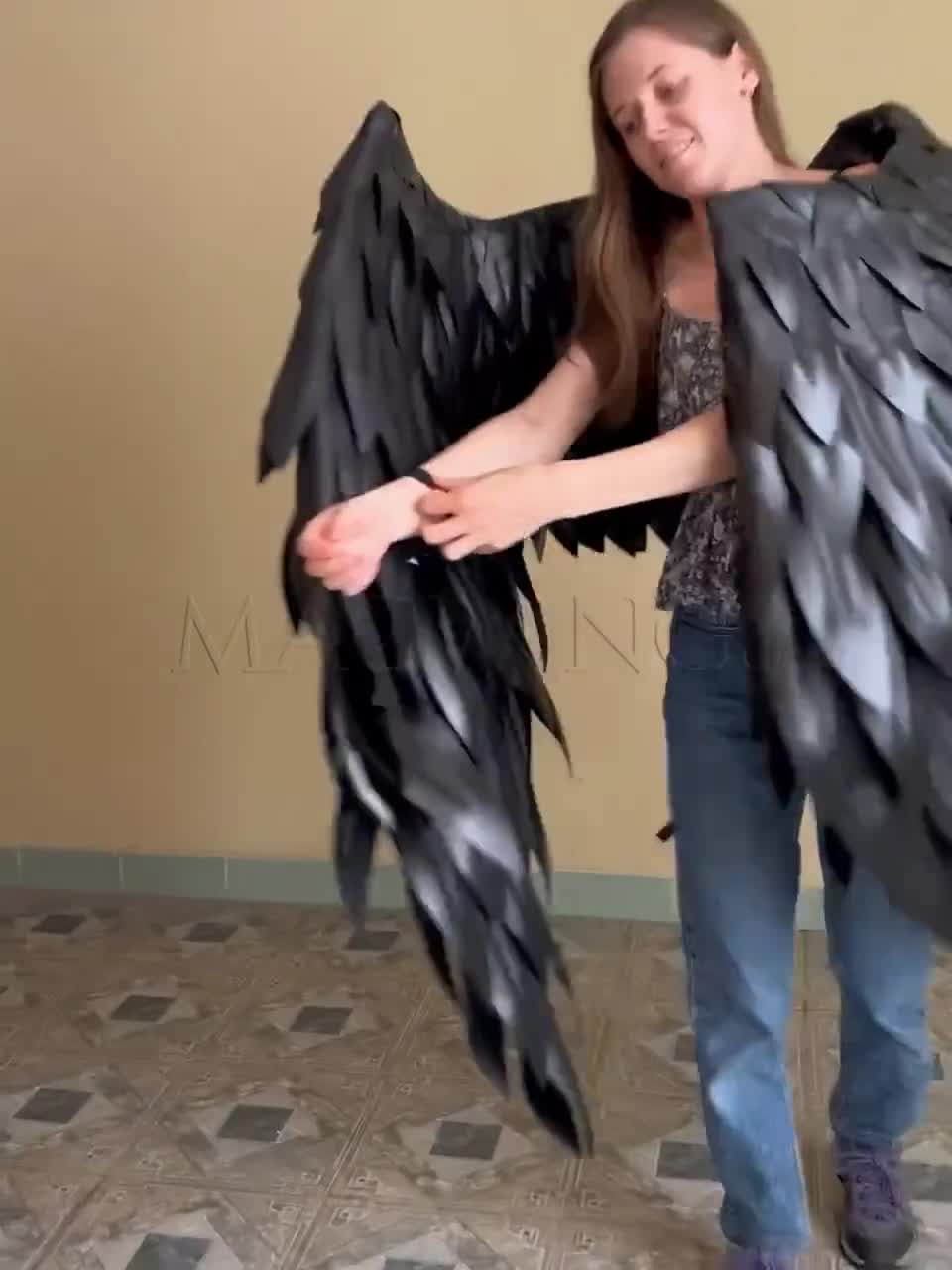 黒い可動翼、悪魔の翼堕天使の衣装大人の翼ダークエンジェルコスプレ