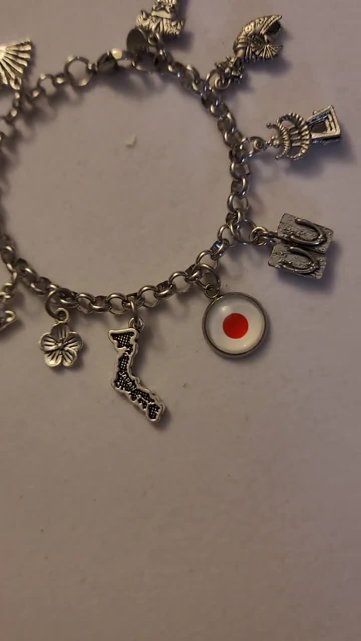 Silver Japan/japanese Chain Bracelet, Japan Charm Bracelet