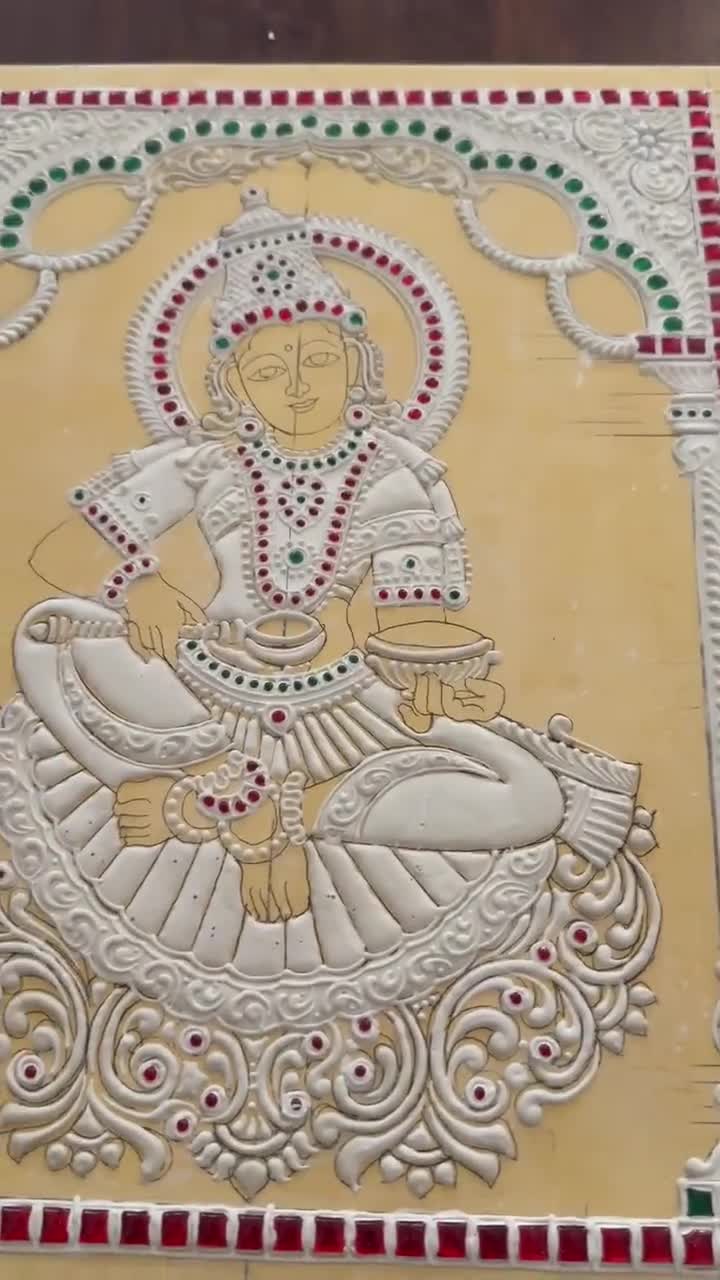 11x14” Lakshmi, Saraswathi Annapoorani Devi 3D Tanjore Painiting