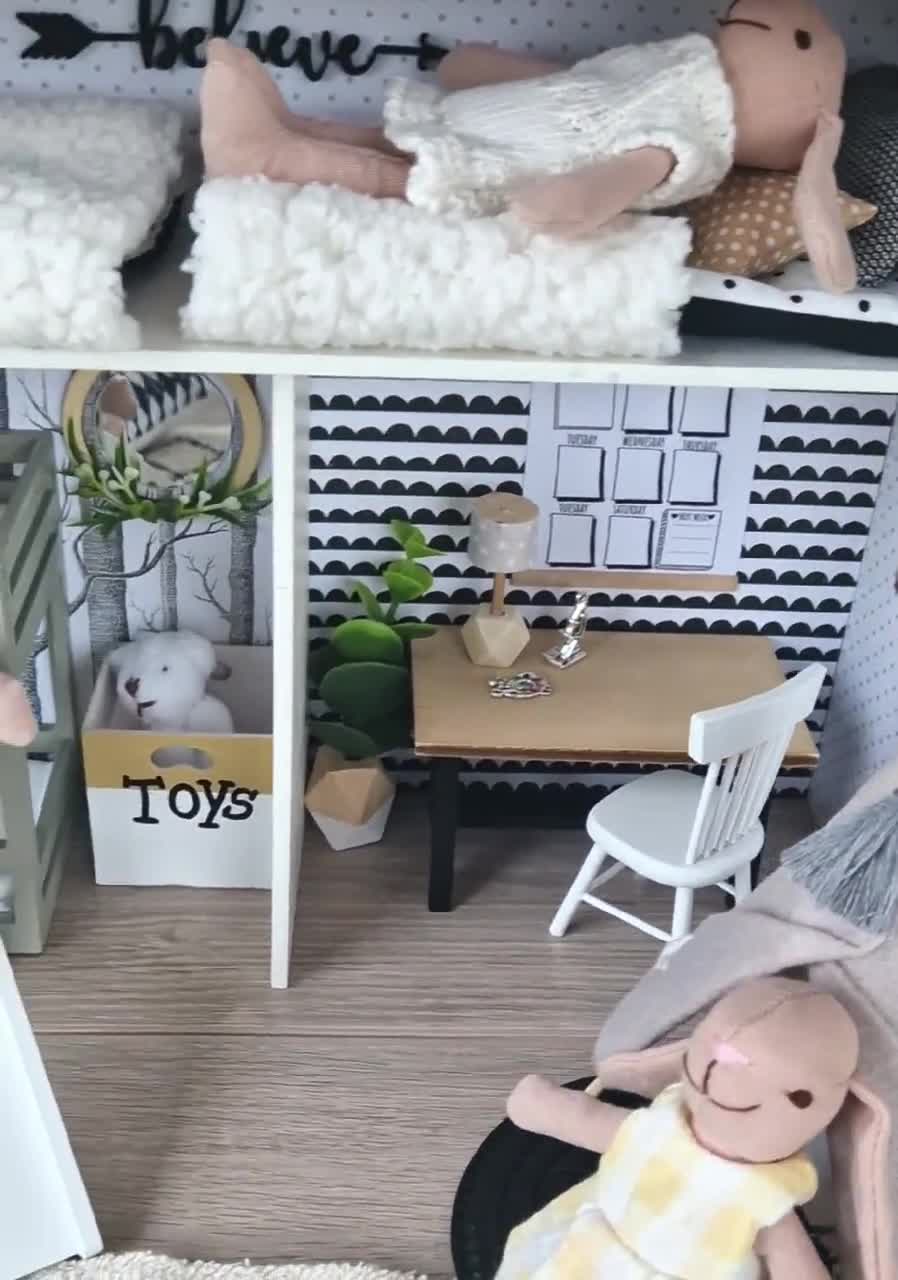 Casa Delle Bambole In Miniatura Pittura Bambina E Gatto Scala 1:12 - Italia - Foto 6