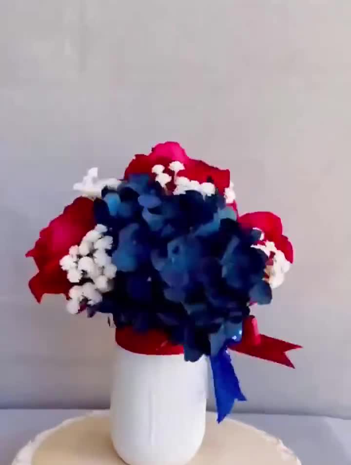 Patriotic Floral Arrangement: Red, White, and Blue Flowers in