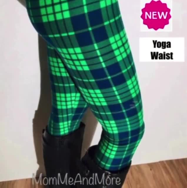 GREEN Tartan PLAID LEGGINGS Womens Plaid Leggings Yoga Pants Yoga