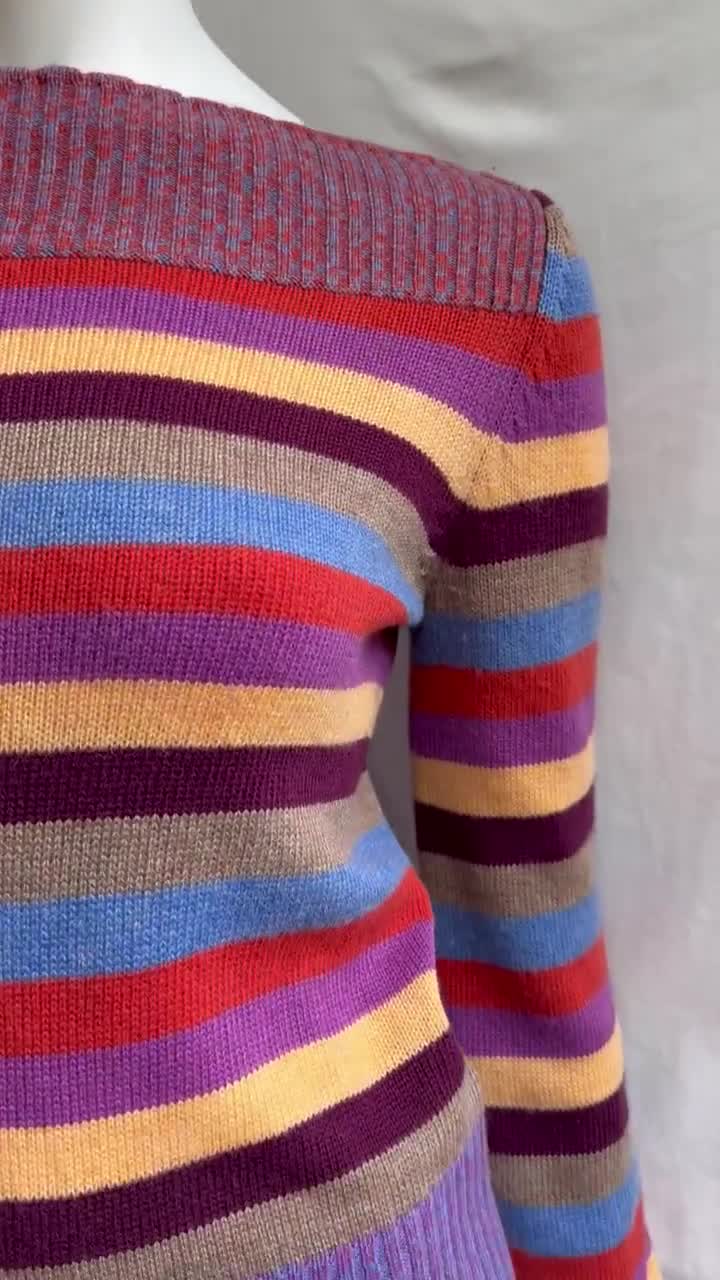 Y2k Vintage Dolce Gabbana Striped Sweater, D&G Knit Multicolor off
