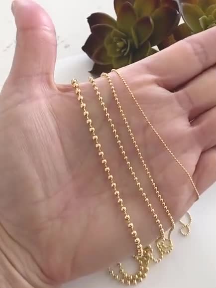 Gold Bead Chain Necklace, Gold Filled Ball Chains for Women Men, Gold Ball Chain Necklace, Gold Bead Ball Necklace, Dog Tag Ball Chain, Gift