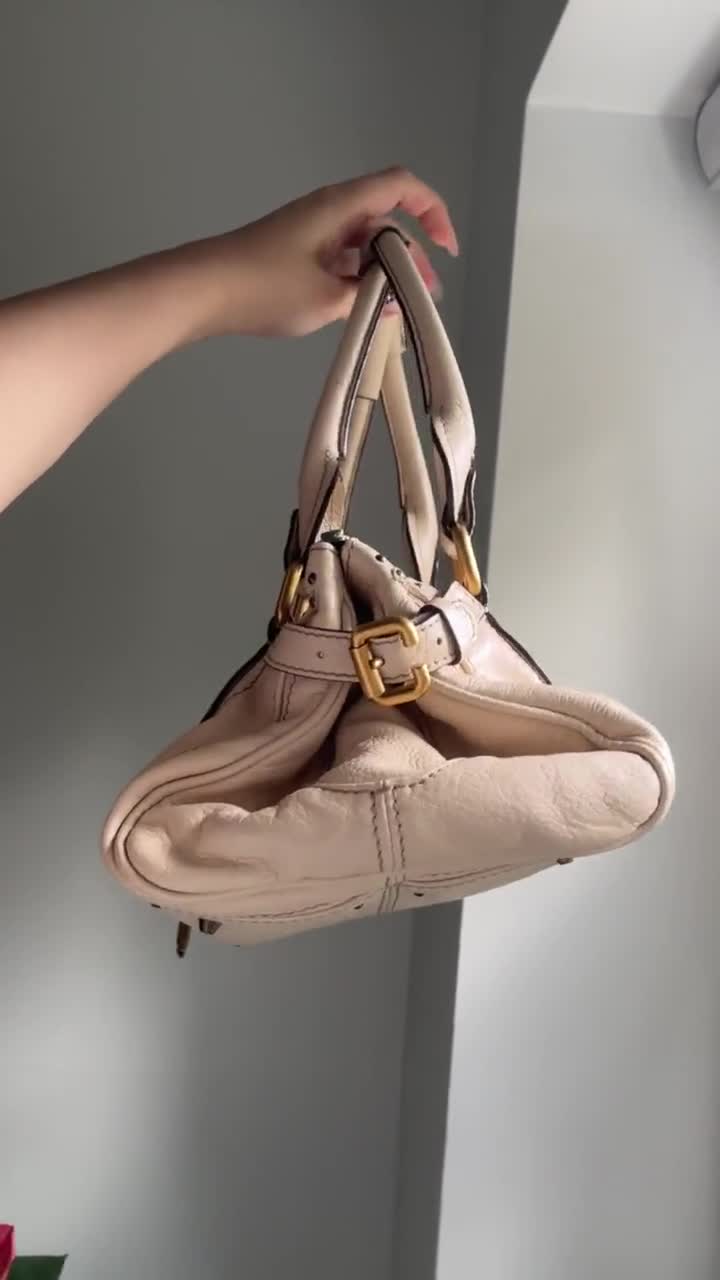 Chloé Paddington Bag – Beige Calfskin Leather, Brass Hardware