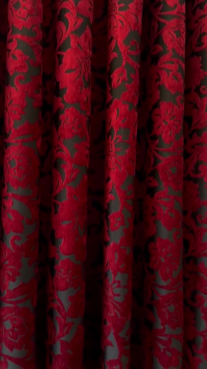 Feelyou Gothic Window Curtains - Black Red Damask, 42x90 Inch, 2 Panels, 30-50% Blackout