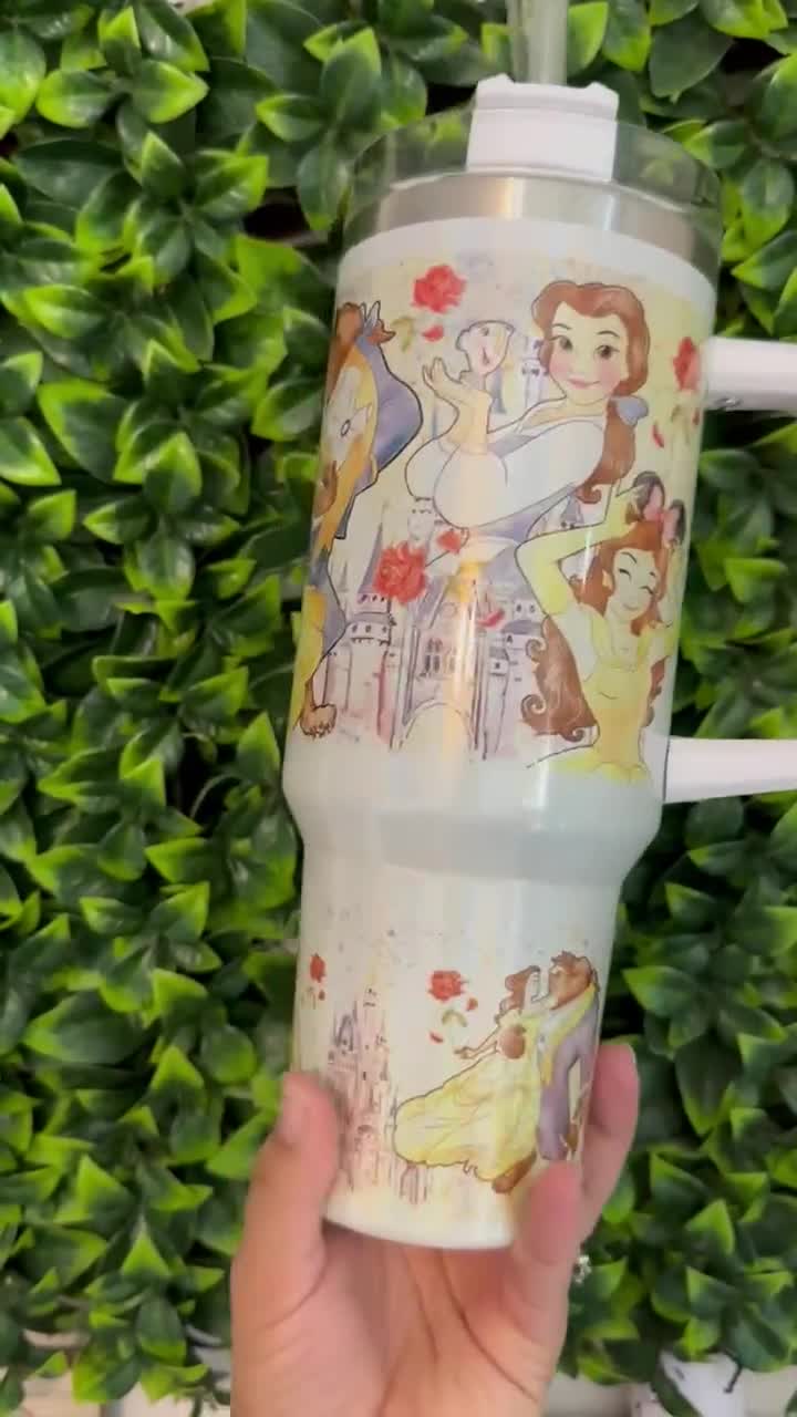 Beauty And The Beast Tumbler With Straw Unforgettable Belle Gift