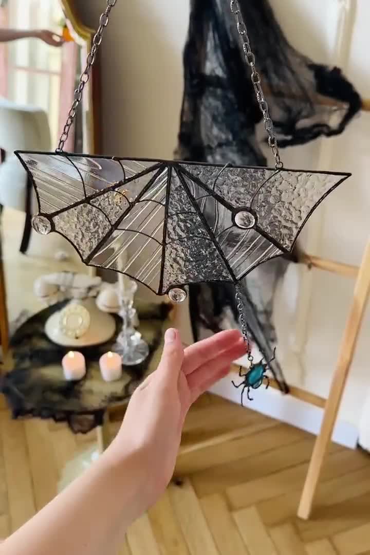 ハロウィン ステンドグラス 蜘蛛の巣 クモの巣 ネット サン