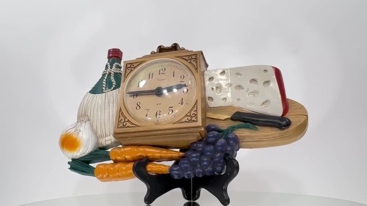 Vintage 1970s Burwood New Haven Cheese Wine Vegetable Kitchen Wall Clock