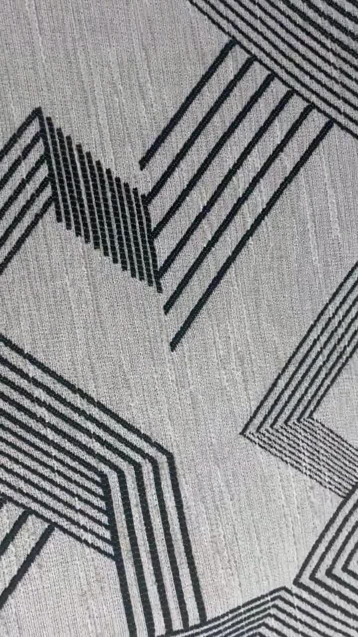 Vintage Mid good Century Kent Bragaline Jacquard Geometric Upholstery Fabric Black