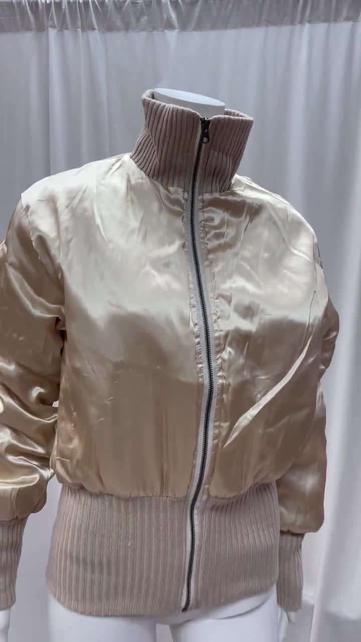 Y2K / 2000s Gold Glamorous Bomber Jacket, Gift for Her Y2K / 2000s Gold Glamorous Bomber Jacket, Gift for Her