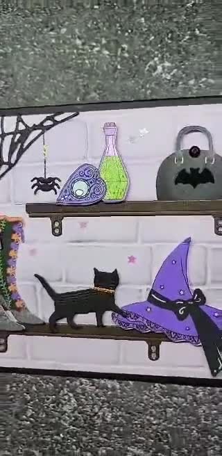 Halloween Tim Holtz Stampin up Witch CARD Hat Shelf Boots Bat