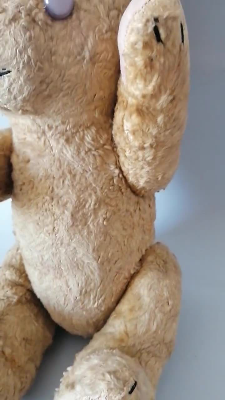 Ancien Ours En Peluche Vintage – Remplissage Paille – Doudou Rétro