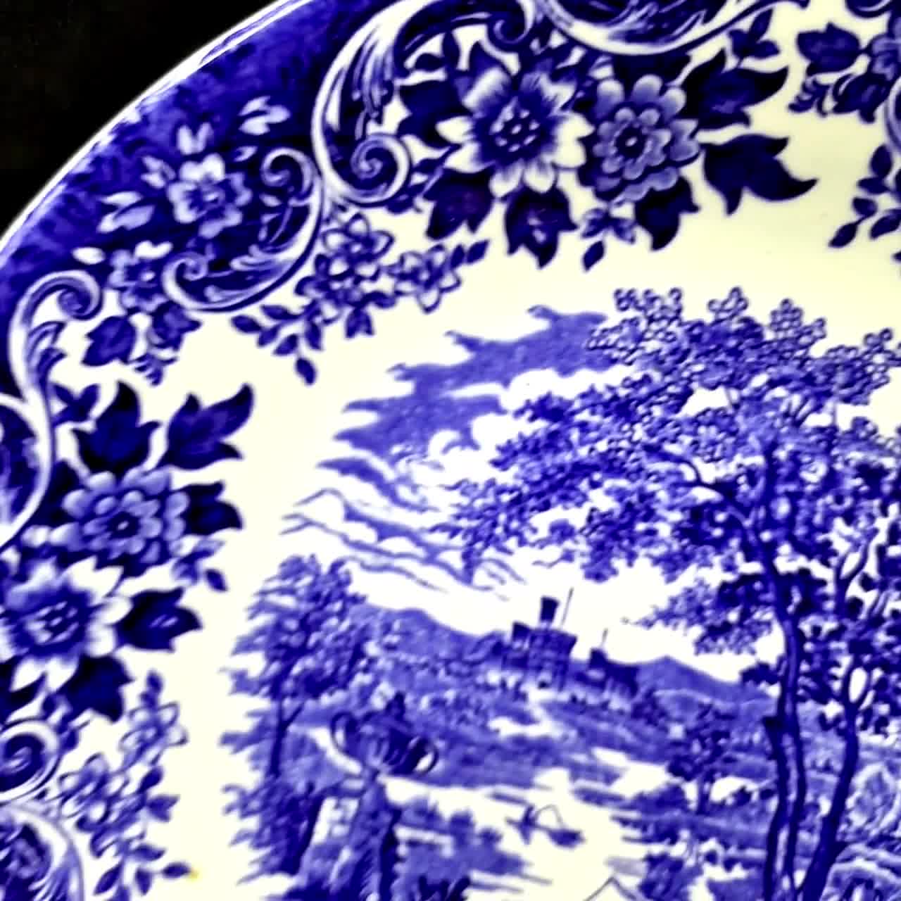 Vintage Broadhurst English Scene Plate: Blue Transferware