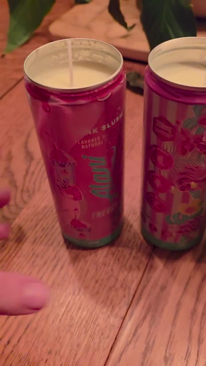 Pink Slush Alani Nu Scented Soy Wax Candle • Strawberry Soy Candle • Upcycled Can Candle • Summer Scent • Gift for Women video poster
