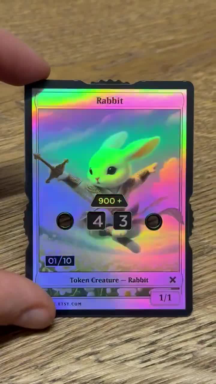 Serialized (X/10) Foil Rabbit Token With Number Display (0-999