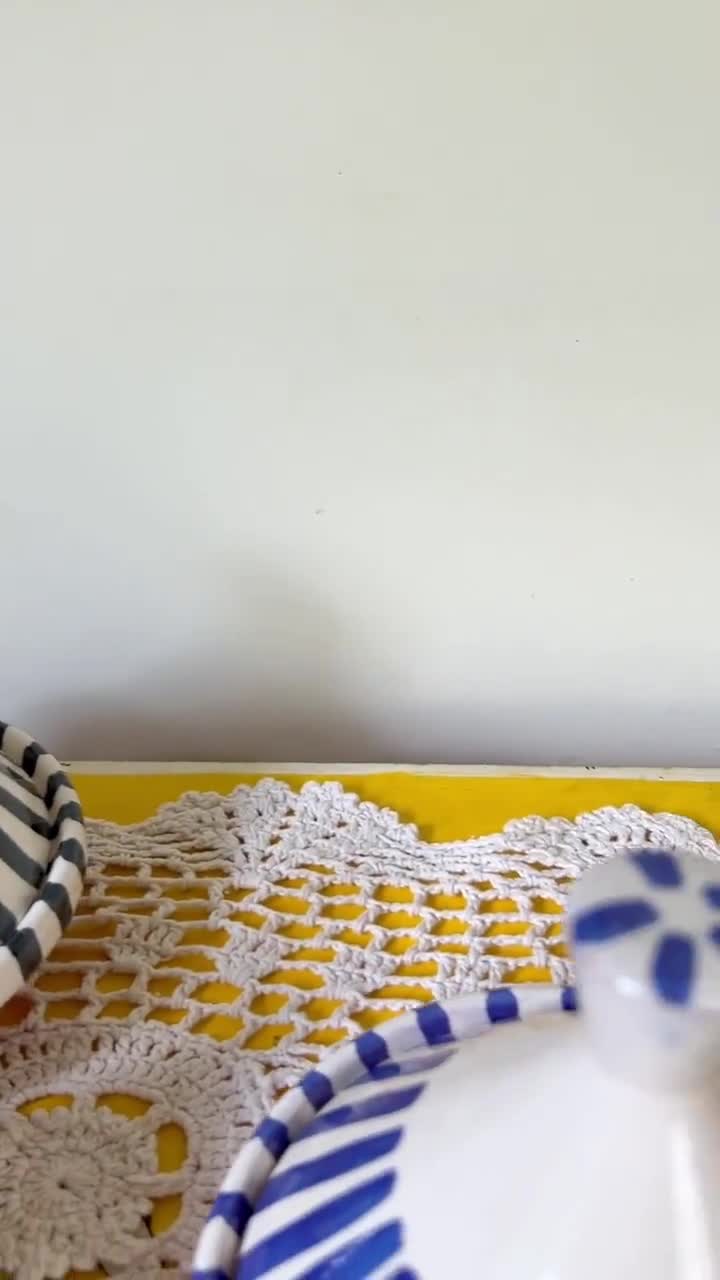 Bol à Pâtes Marocain Fait Main En Terre Cuite, Bleu, Diamètre 24,5 Cm - Sans Couvercle