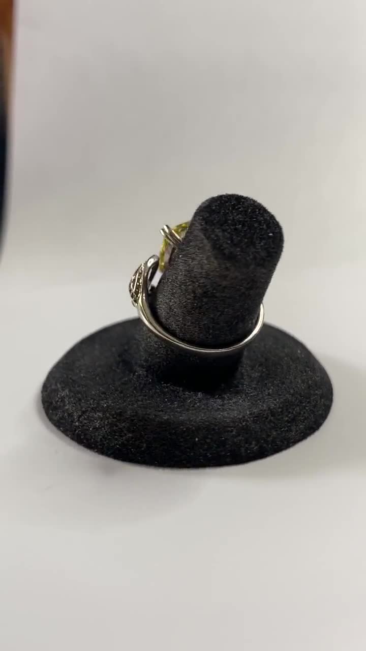 Vintage FZN Sterling Silver, Citrine and Czs Size 7 Open