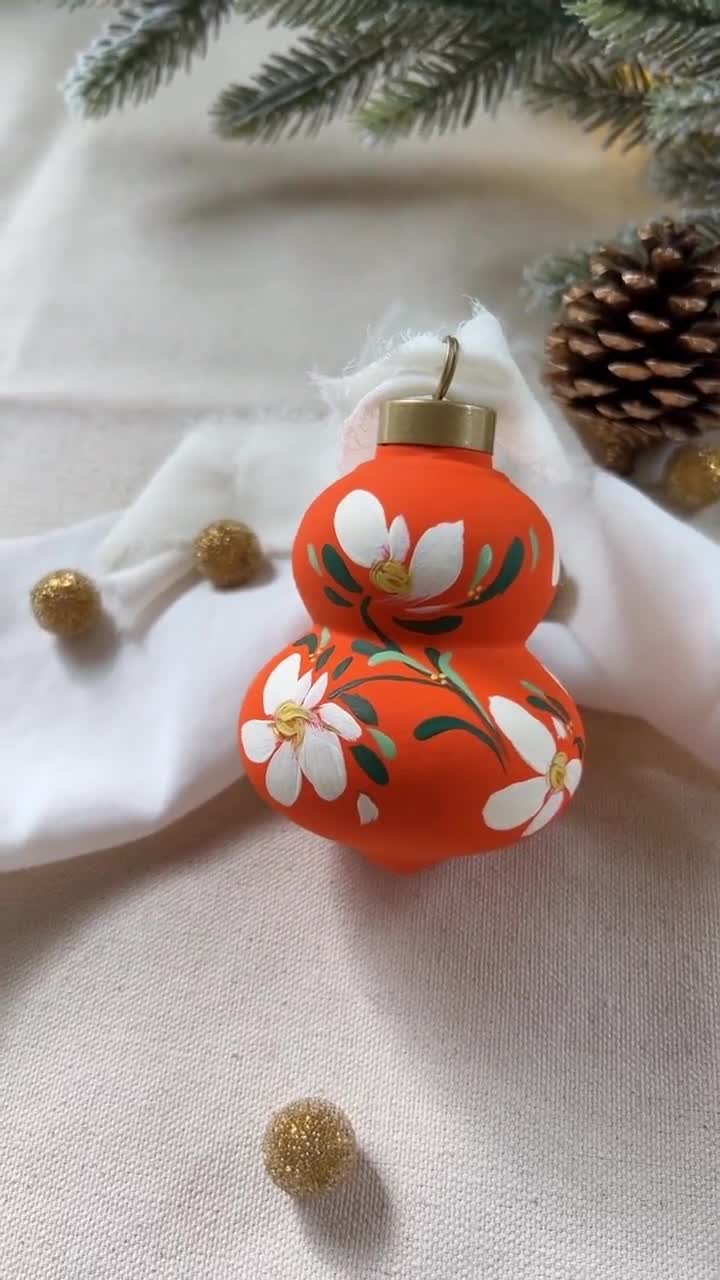 Floral Christmas Ornaments, Hand Painted Christmas Ornaments
