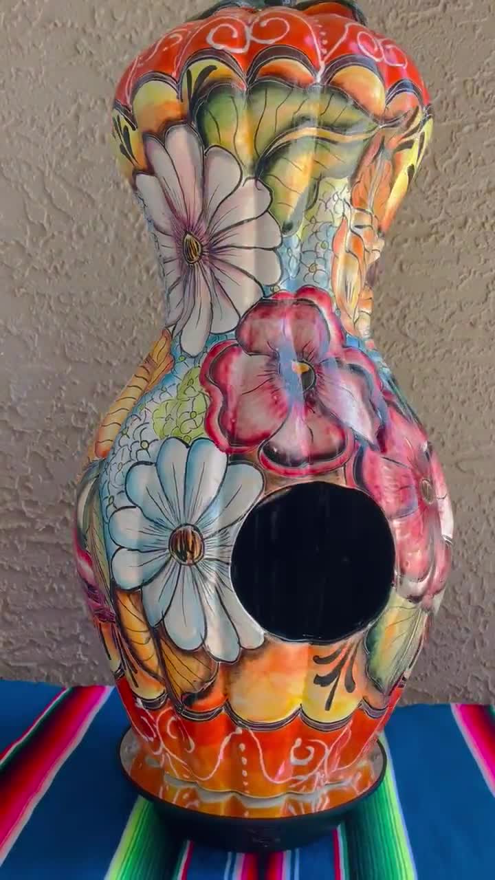 HUGE Handmade Talavera Pumpkin Luminaria: Mexican Halloween Decor