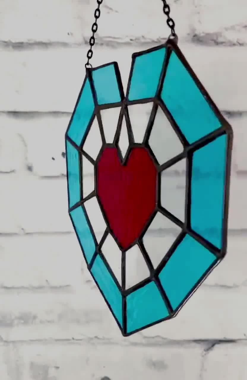 Zelda Heart Container Stained Glass Suncatcher, Gamer Decor - Etsy