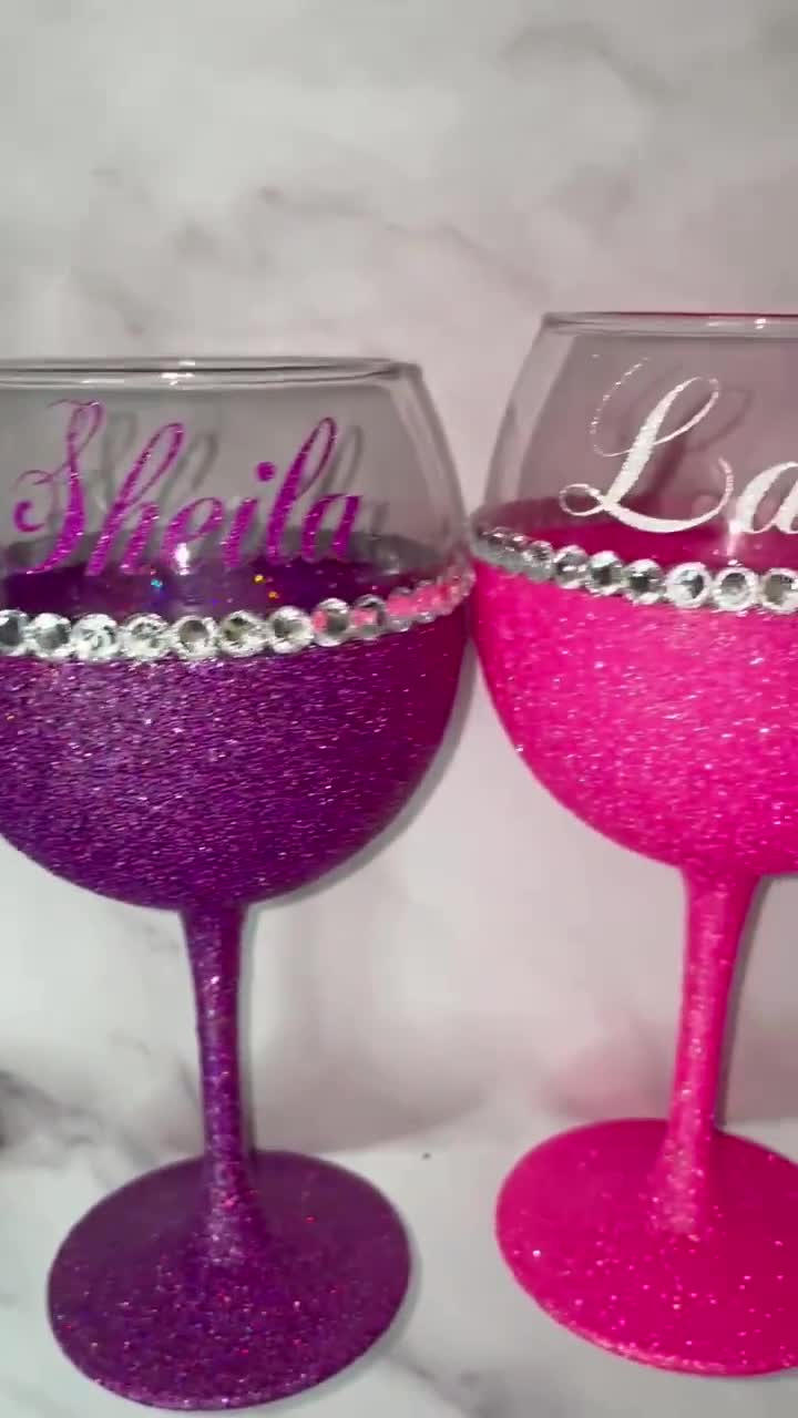 Glitter wine glass, Wedding Decoration, White Wine Glass, Red Wine Glass,  Bling