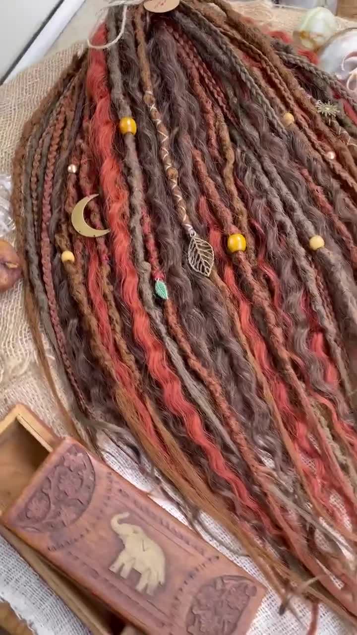 Dreadlocks, Eclipse Set, Synthetic Crochet Dreads and Braids, Dready Waves,  Ash Blonde, Emerald, Dark Brown With Accessories, Boho Hairstyle 