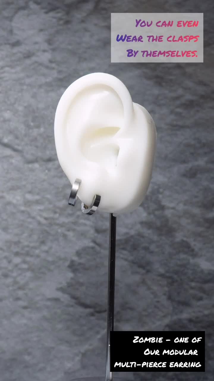 Zombie Multi-way Two Piercing Earring With Cuff, Grunge