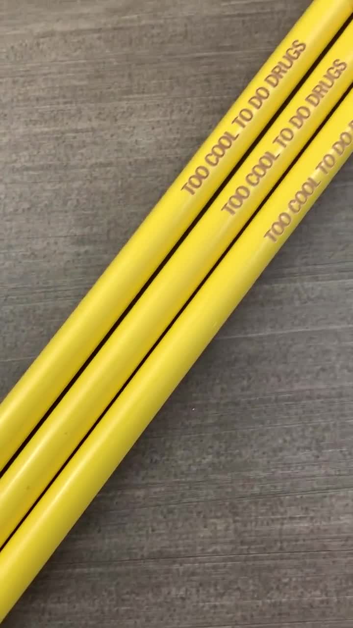 Too cool to do drugs pencil set in mustard. 3 pencils. engraved