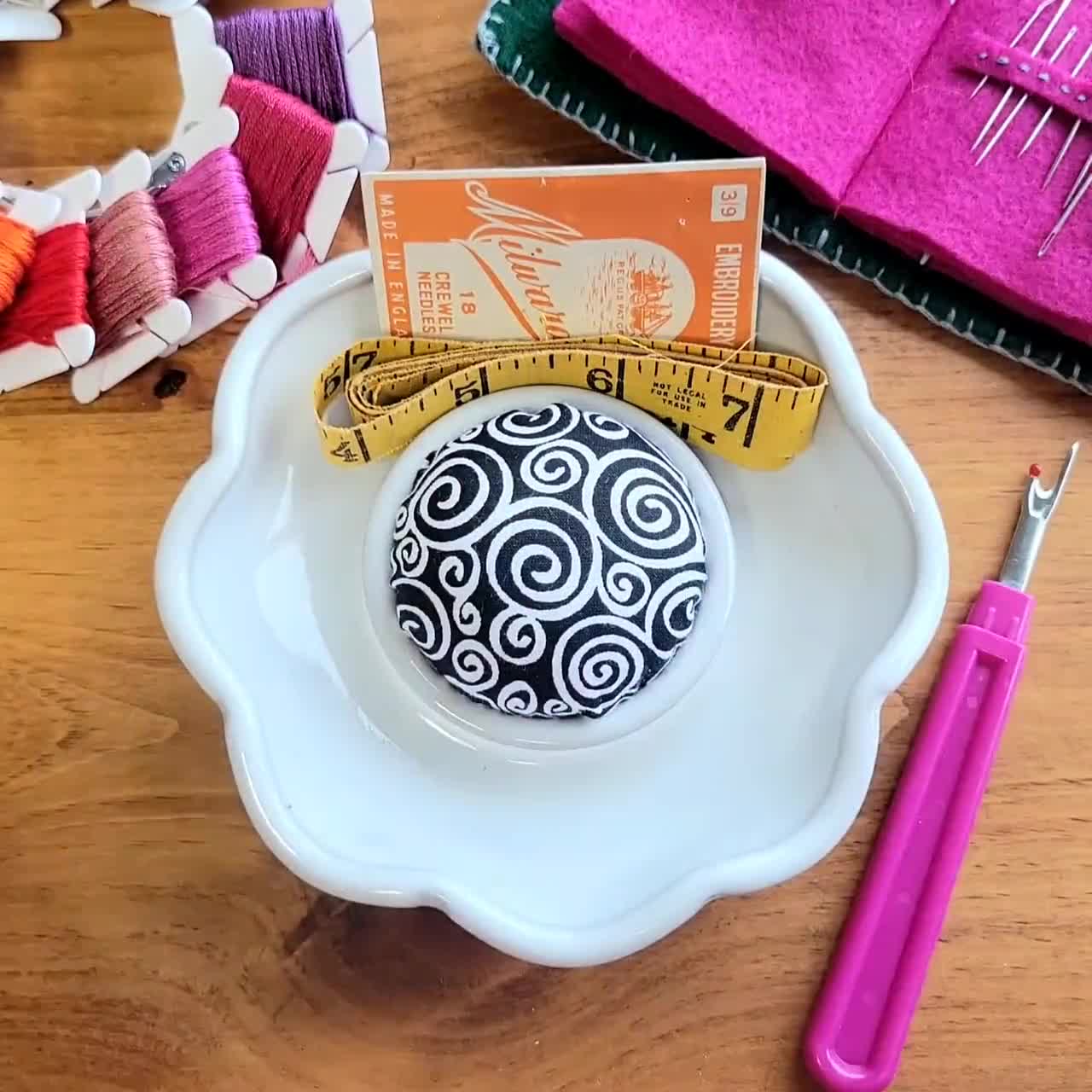 Handmade Ceramic Flower Dish Pincushion - Perfect Sewing Companion