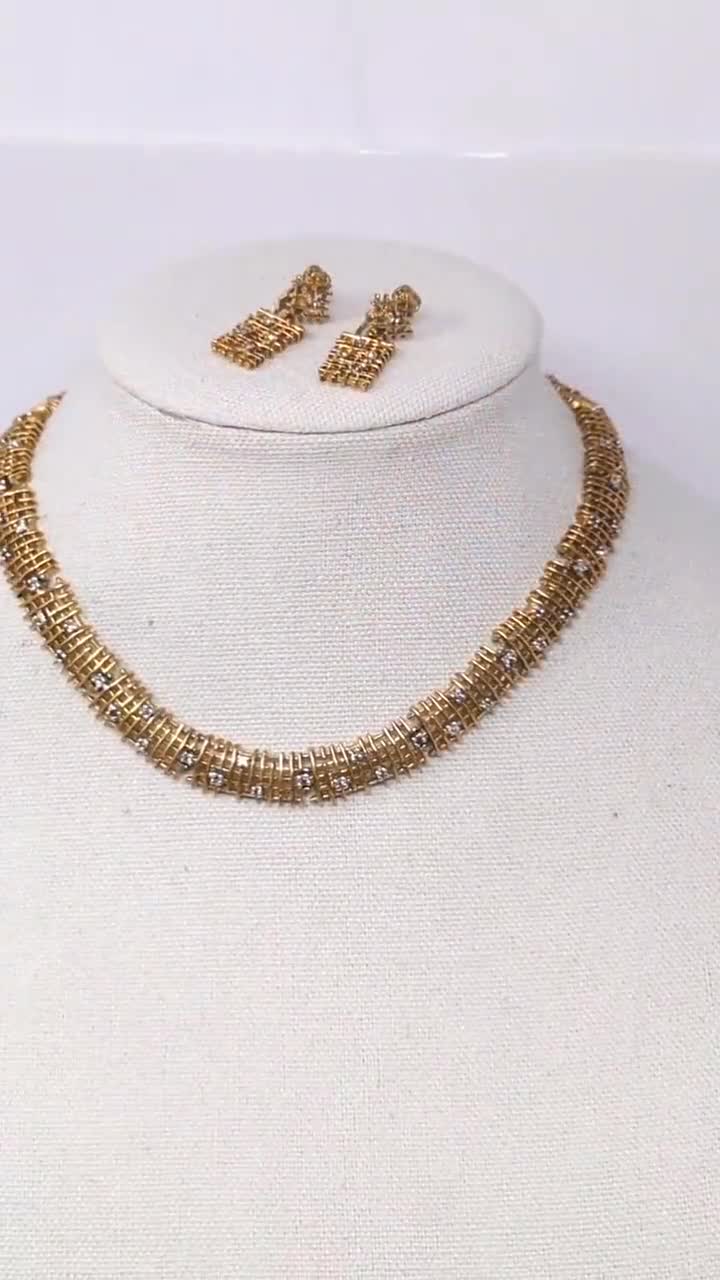 ヴィンテージ パネッタ ネックレス＆クリップイヤリング：ゴールド