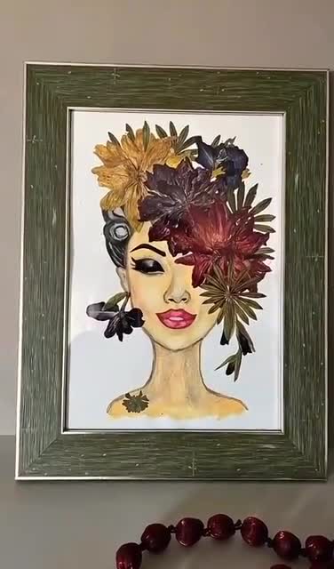 絵画 Flower. Herbarium Flower Composition, Handmade Gift With Pressed