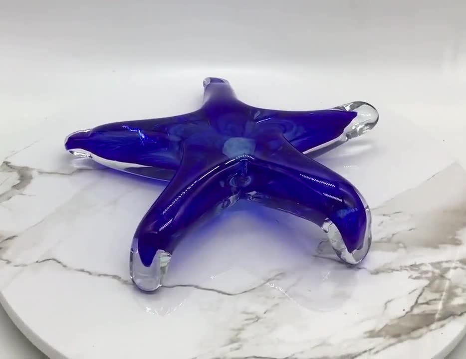 Statuetta Fermacarte In Vetro Soffiato A Mano A Forma Di Stella Marina - Decorazione Artigianale Unica Per Casa E Ufficio, Regalo Per Mamma