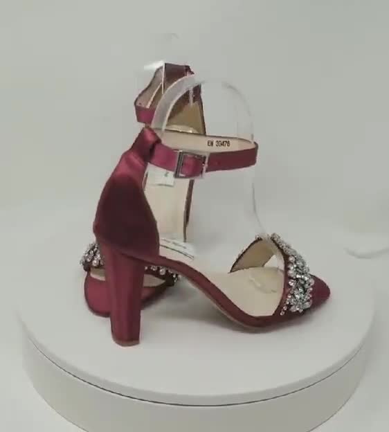 Buy Chunky Heels Block Heels 100 COLORS Wine Bridal Shoes Crystal Design  Wine Bridal Sandals Wine Wedding Shoes Burgundy Bridal Shoes Online in  India 