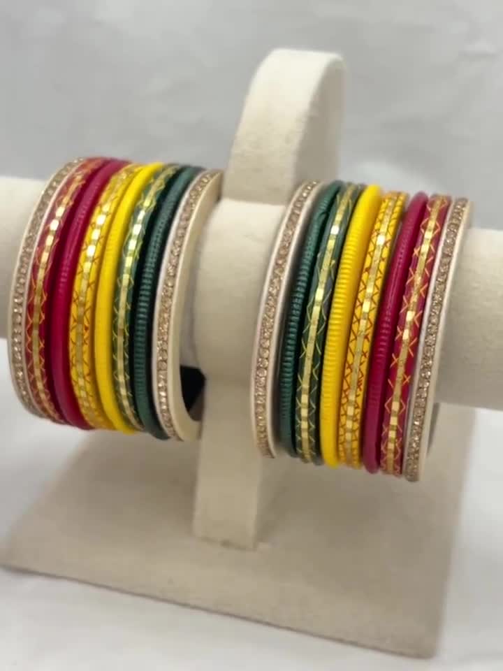 Kashmiri Lac Meenakari Bangles: Colorful Indian Bracelet Set - Etsy