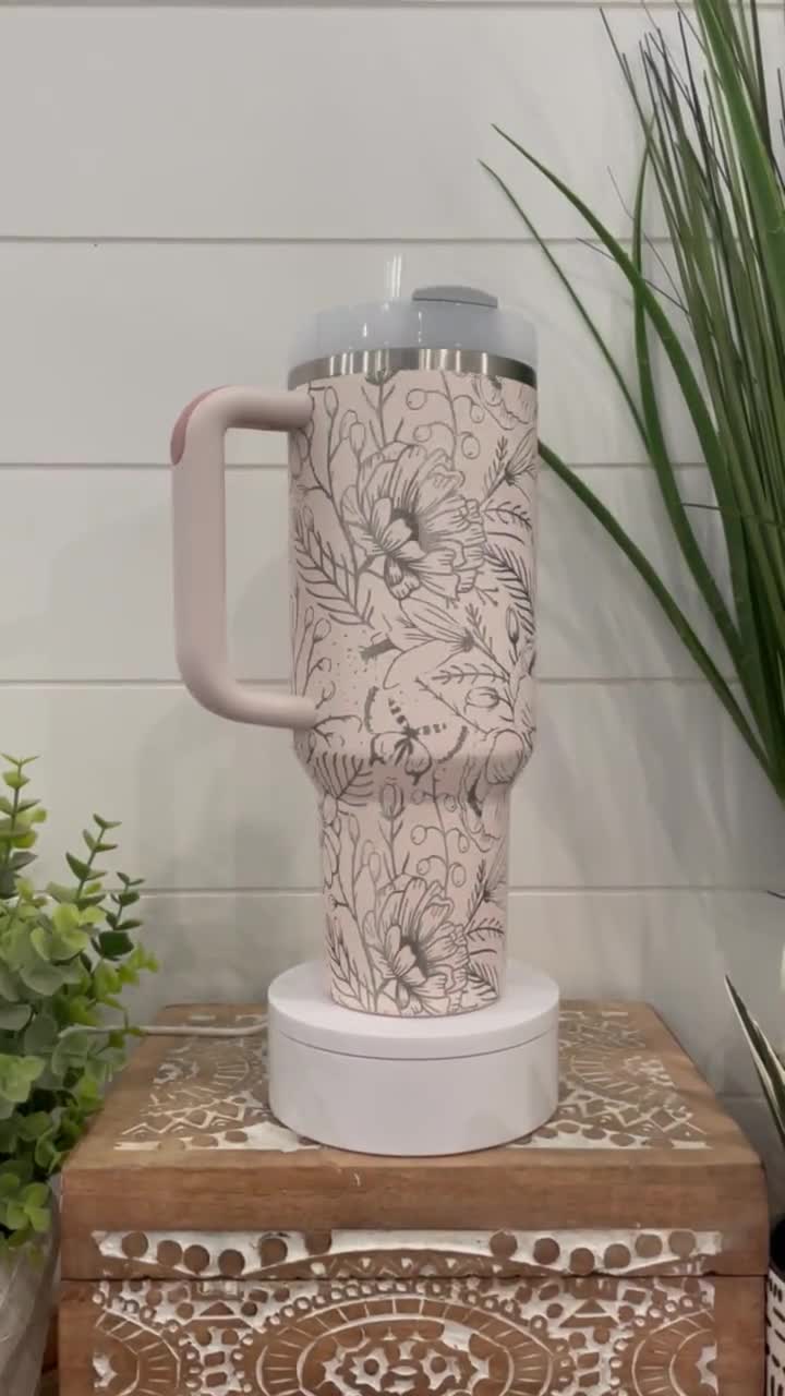 Floral Stanley Quencher 40oz, Stanley Mug, Engraved Tumbler, Engraved  Stanley, Floral Stanley, Full Wrap Stanley, Travel Mug with handle