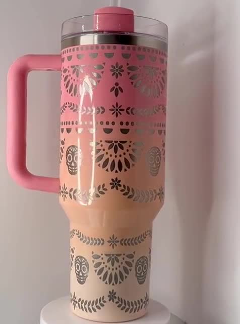 Day of the Dead Stanley Engraved Tumbler 40 Oz Quencher Mexico Día