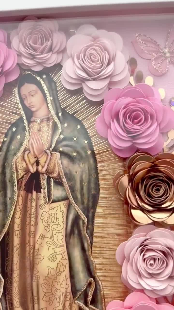 グアダルーペモダフラメンカ　Federico Mazañano ピンク 9x11 Cuadro Virgen De Guadalupe Con Flores Rosadas - Etsy