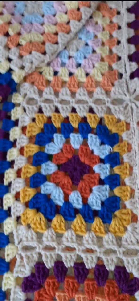 Crochet Long Granny Square Cardigan,beige Afghan Patchwork Crochet Long Granny Square Cardigan,beige Afghan Patchwork