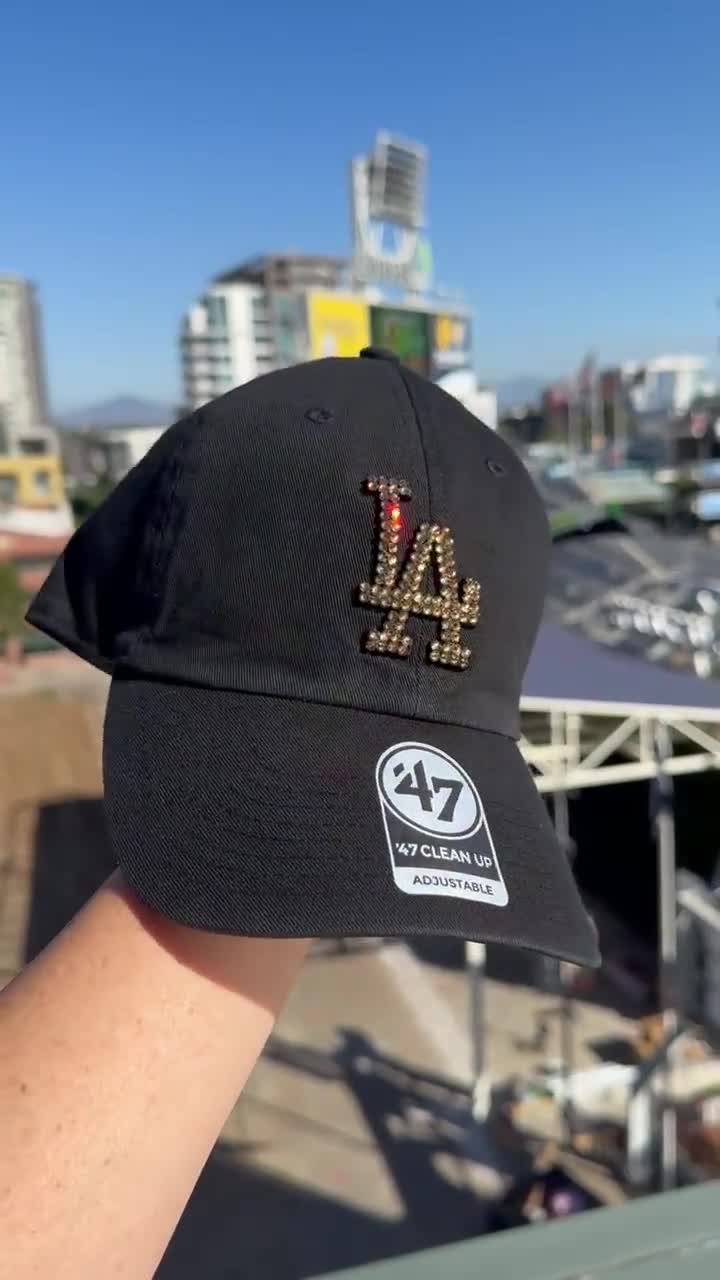 Black & Rose Gold LA Dodgers Bling Hat With Swarovski Crystals 