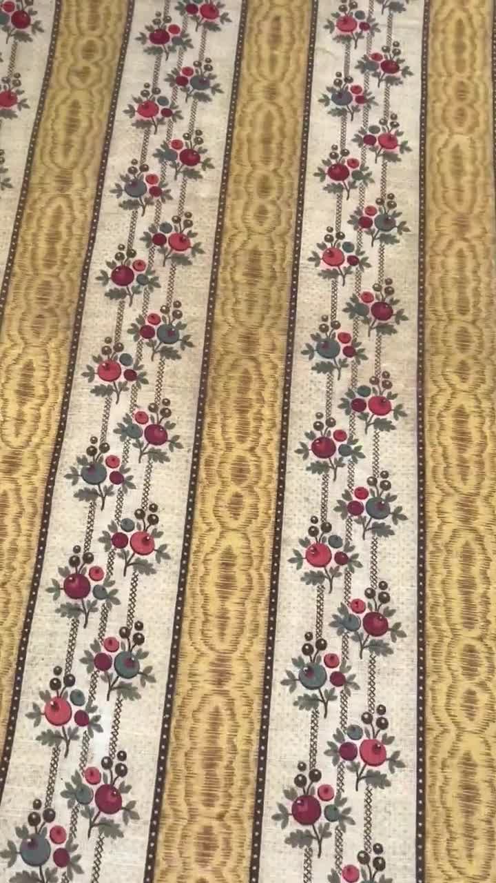 Antique French Art Deco Floral Cotton Fabric - C1920s Textile