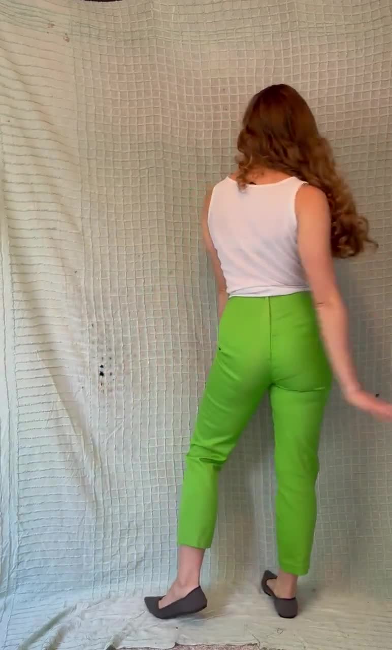 Vintage 60s Lime Green Back Zip Petal Pusher High Rise