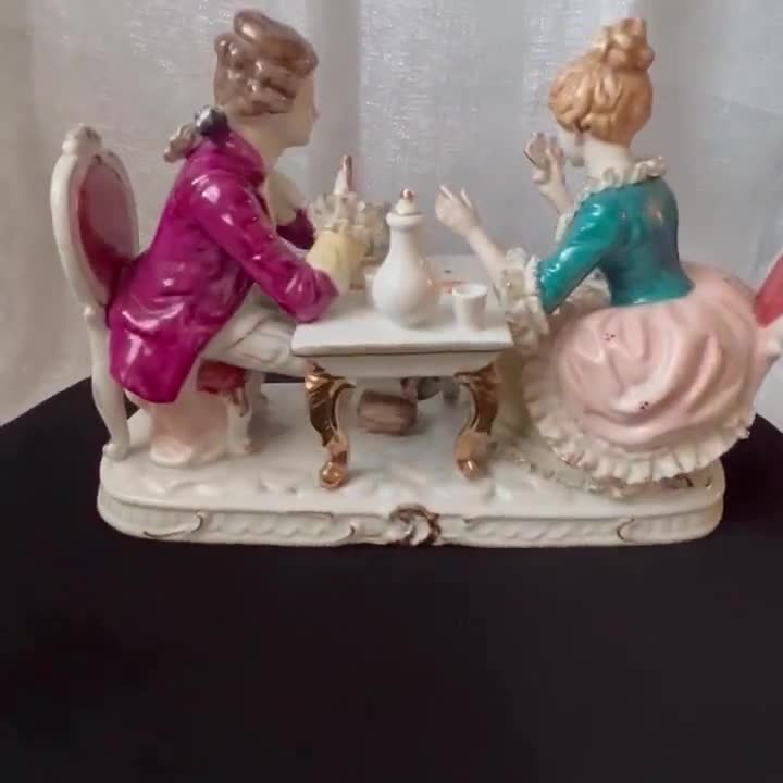 Vintage Lace Porcelain Large Figurine Louis XV Amorous Couple Man