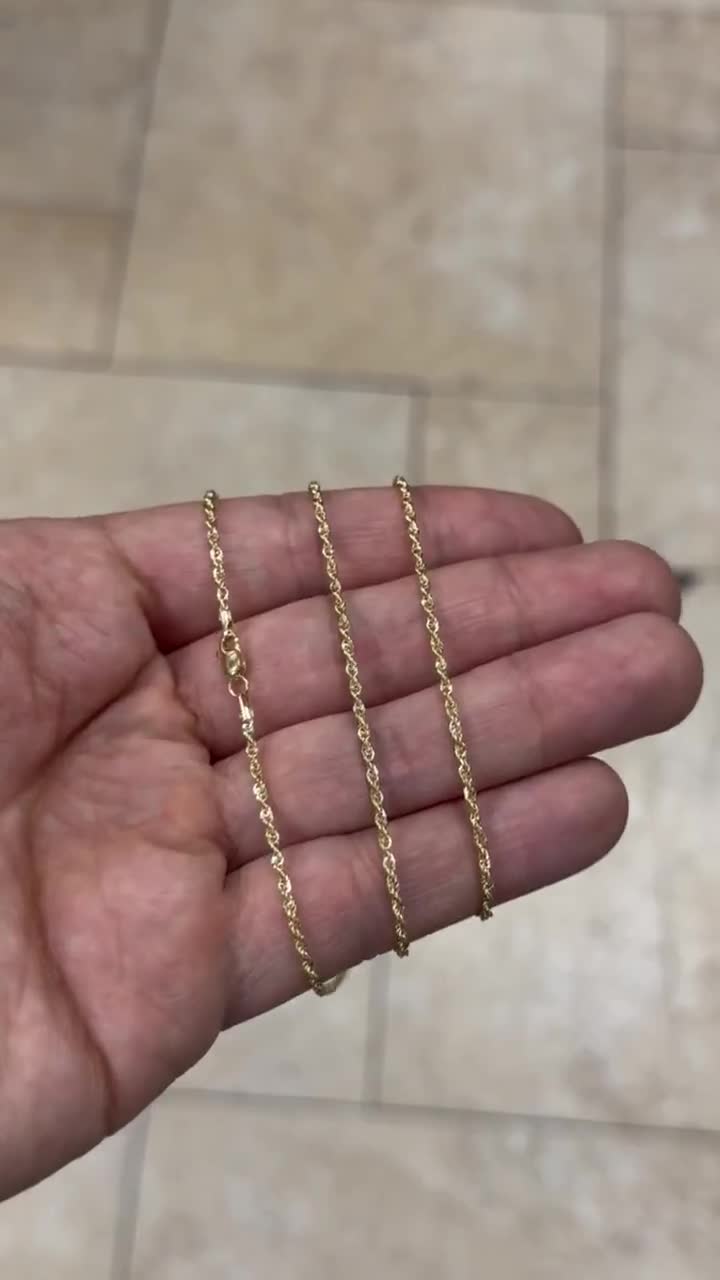 Collier pour homme en or jaune 24 carats 5 mm Rope Chain 50,8 à 91