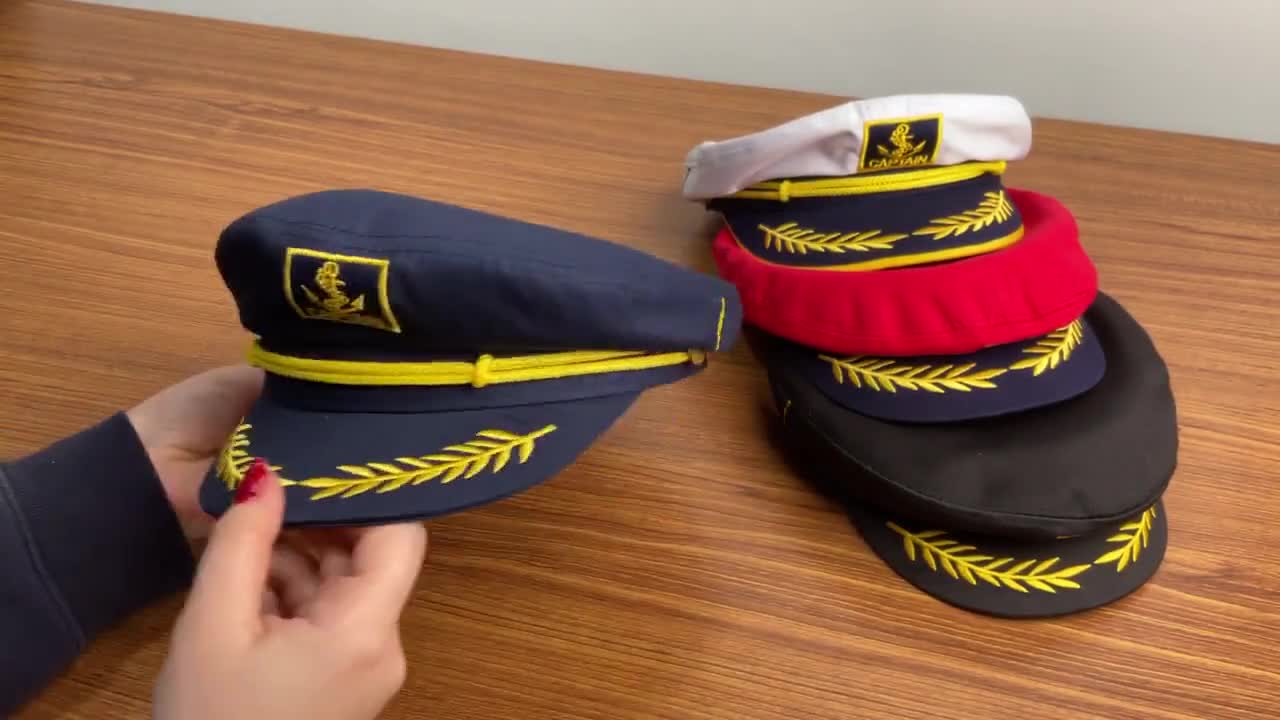Dark Blue Cotton Captain Hat: Nautical Sailor Yacht Hat - Etsy