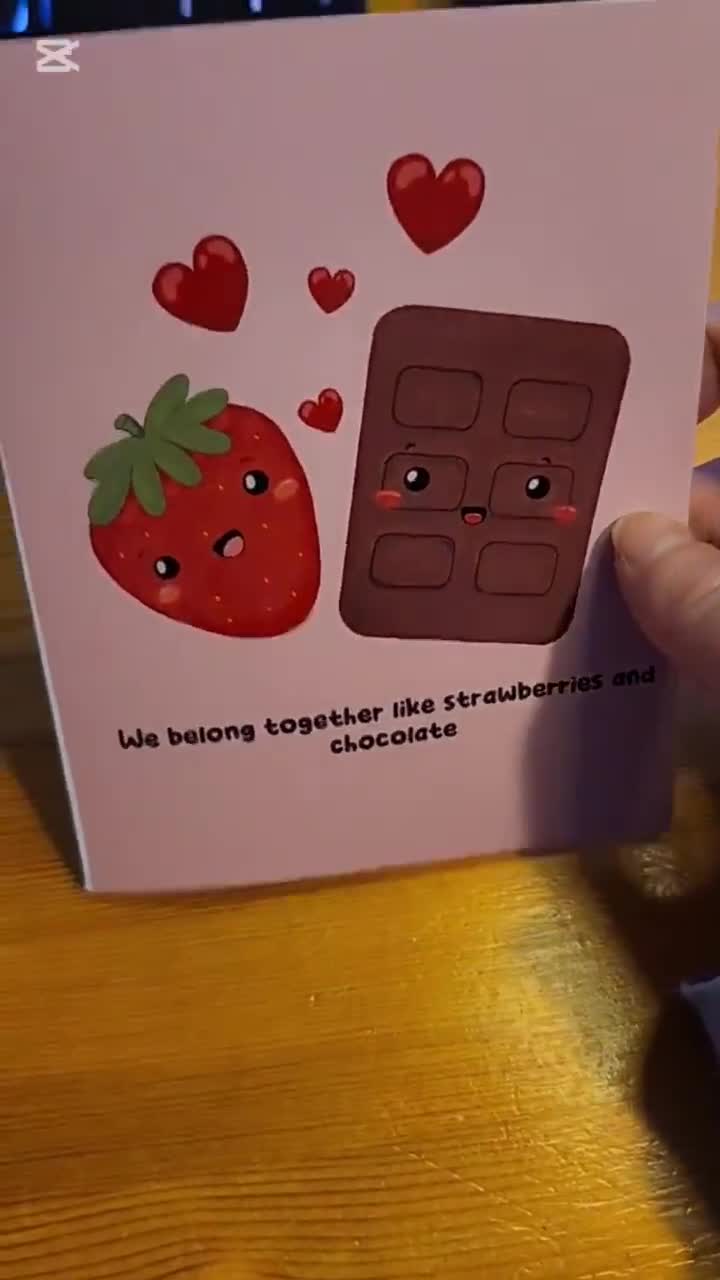Strawberry Chocolate Anniversary Card, Love Pun Greeting Card - Etsy