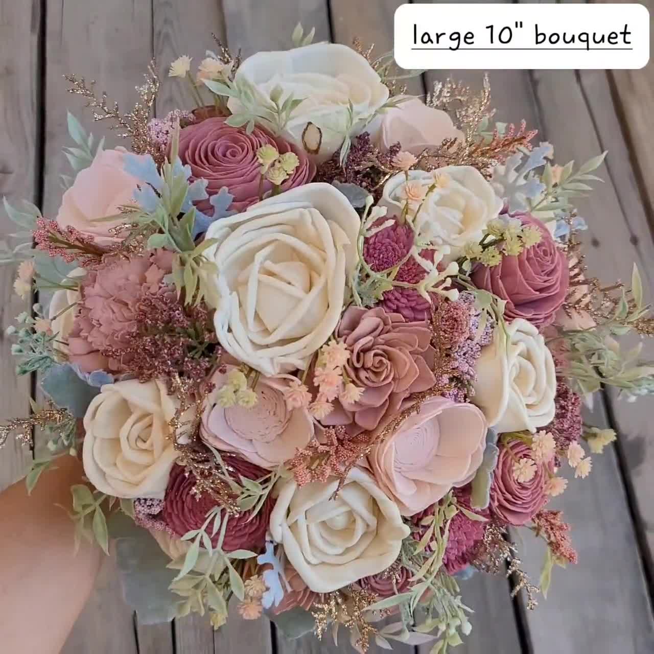 Sola Flower Bouquet Wood Flower Bouquet Dusty Rose Wedding