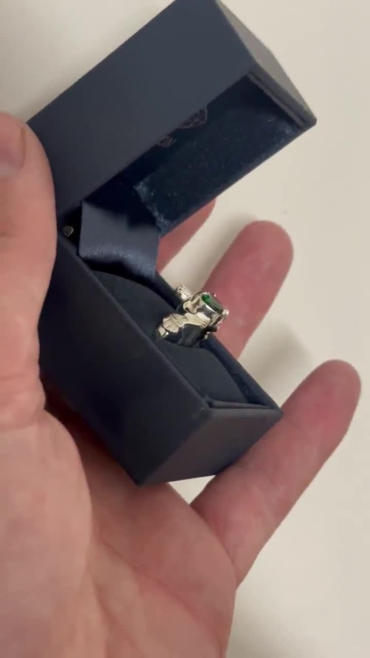 Anello Claddagh In Agata Verde In Argento Sterling Per Donne - Foto 2