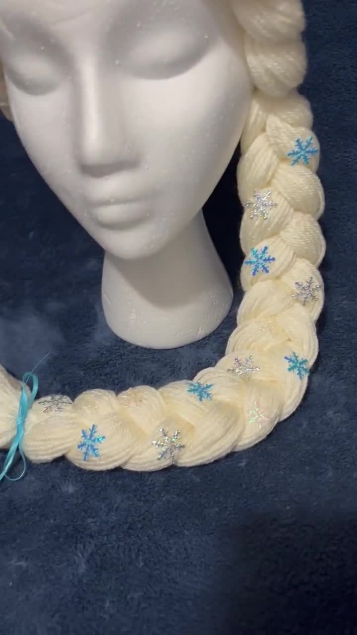 Yarn Wig Braid Hat Child Toddler Princess Dress up Girls Christmas