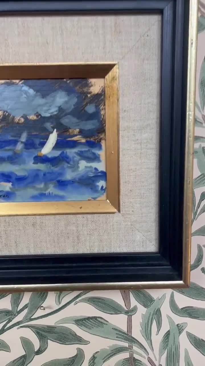 Abstract Sailing Scene C1970 Signed Original Oil Painting by Kulo